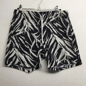 Gap 6” Swim Shorts White Black Multi Men’s S abstract palm print